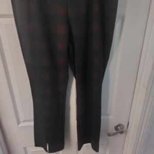Nanette Lepore Black Plaid Pants with Subtle Red Accents